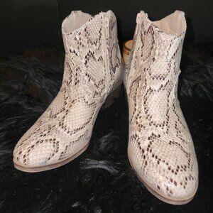 Snakeskin print booties